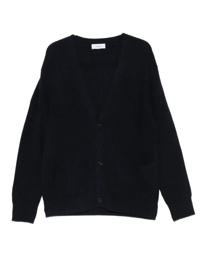 LARDINI Gerippter Cardigan mit V-Ausschnitt - Blau Blau