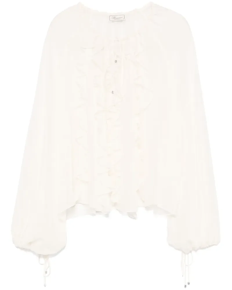 Blumarine Georgette-Oberteil mit Volants - Weiß Weiß