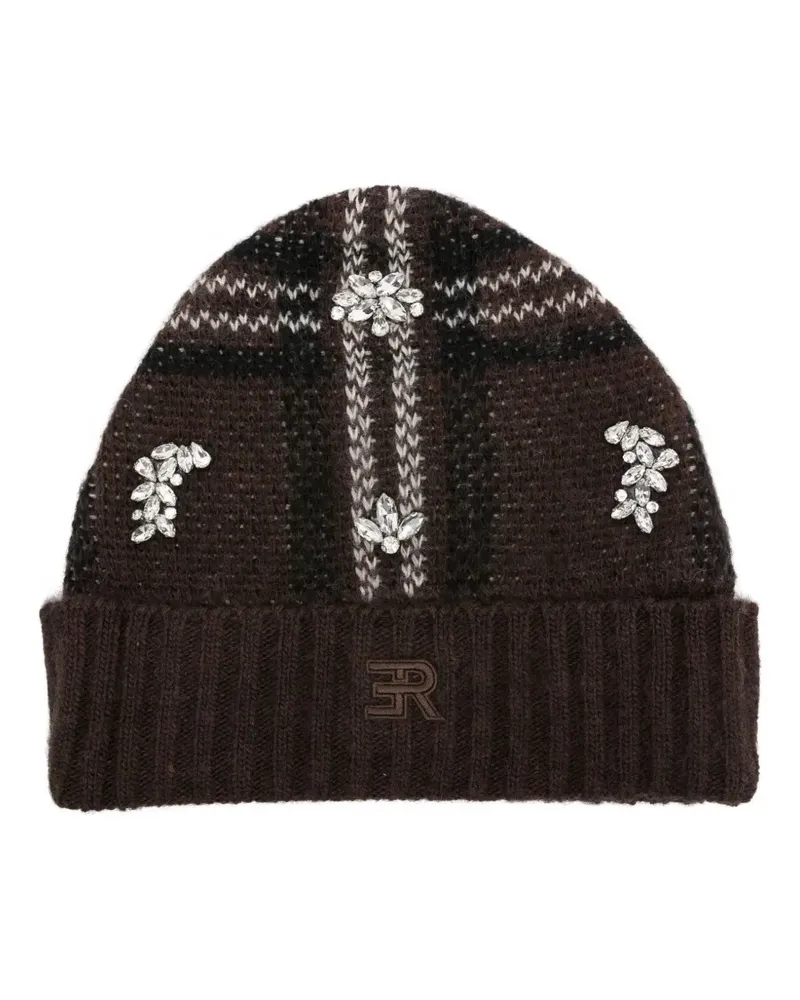 Ermanno Scervino Beanie mit Kristallen - Braun Braun