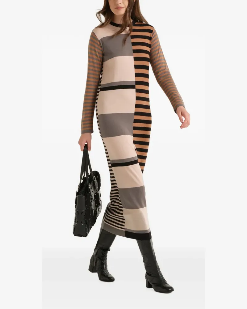 Maliparmi Rhythm Block intarsia-knit long-sleeved maxi dress - Braun Braun