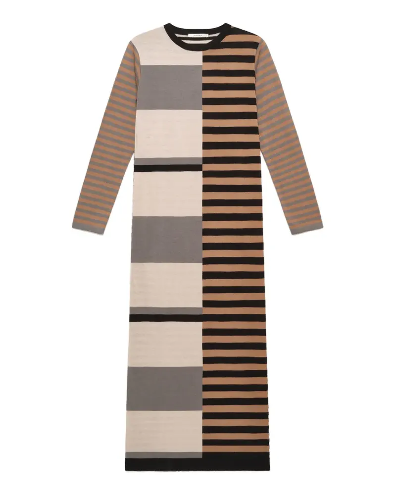 Maliparmi Rhythm Block intarsia-knit long-sleeved maxi dress - Braun Braun