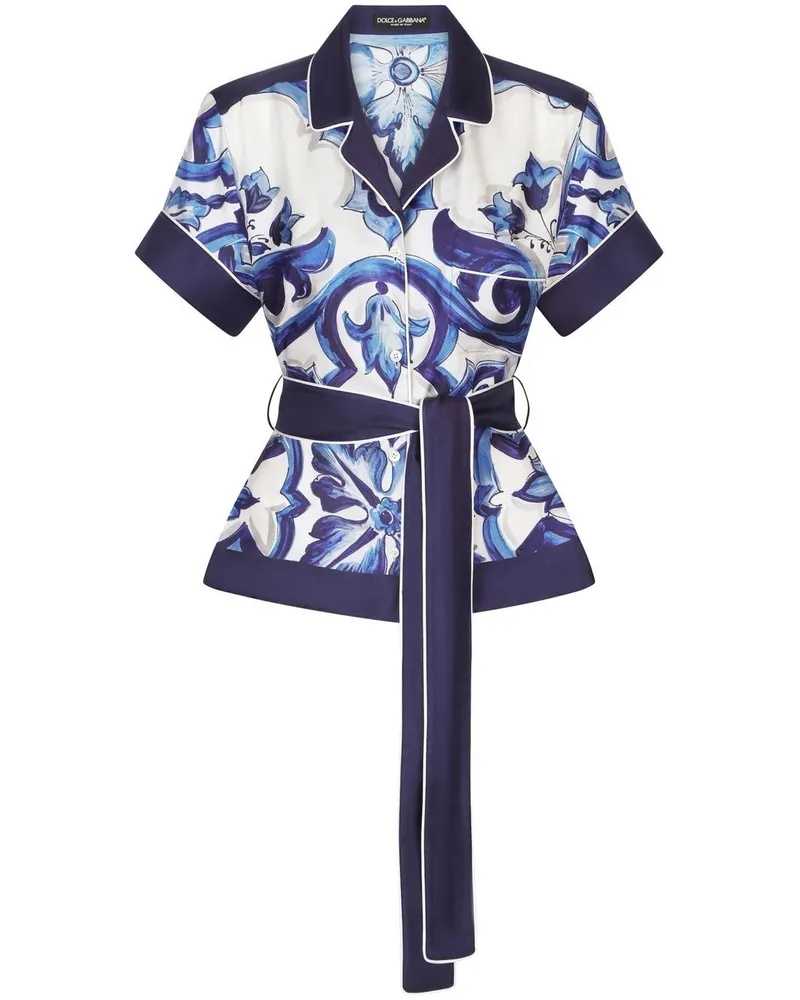 Dolce & Gabbana Hemd mit Majolica-Print - Blau Blau
