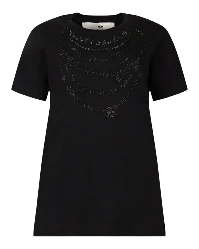 Elisabetta Franchi chain-print T-shirt - Schwarz Schwarz