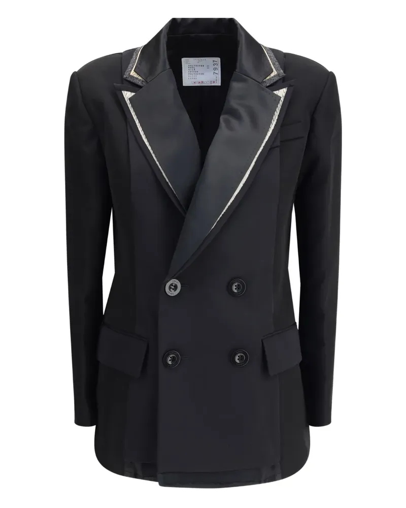 Sacai Doppelreihiges Sakko - Schwarz Schwarz