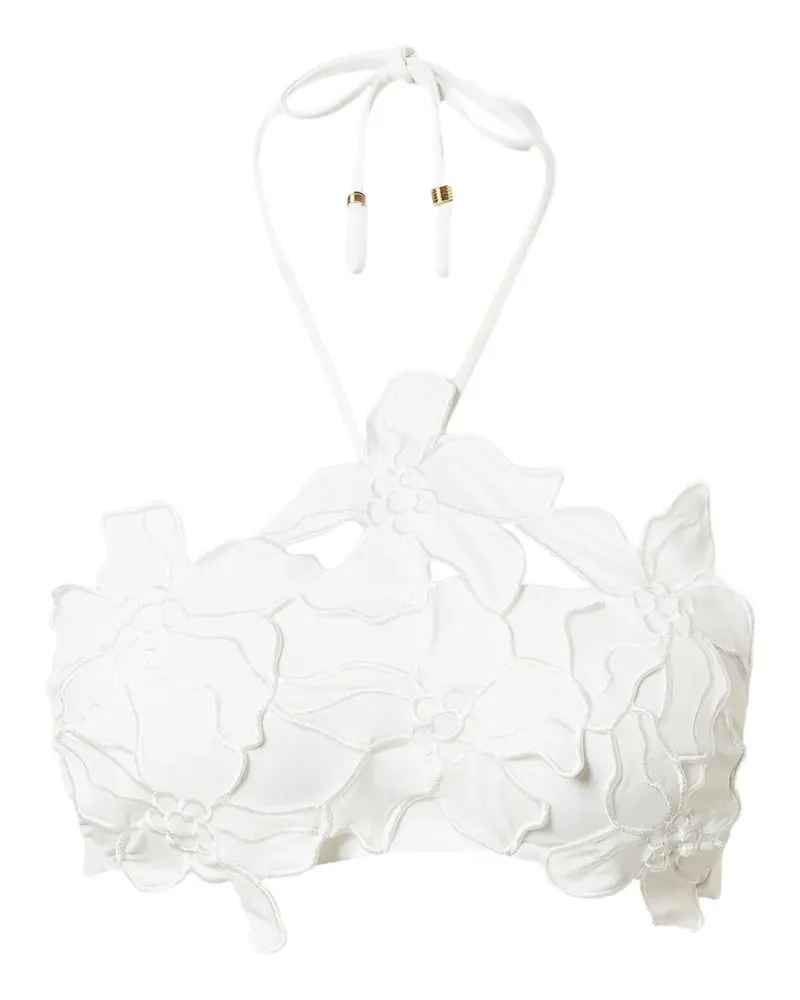 Twin-Set Bikinioberteil mit Blumenapplikation - Weiß Weiß