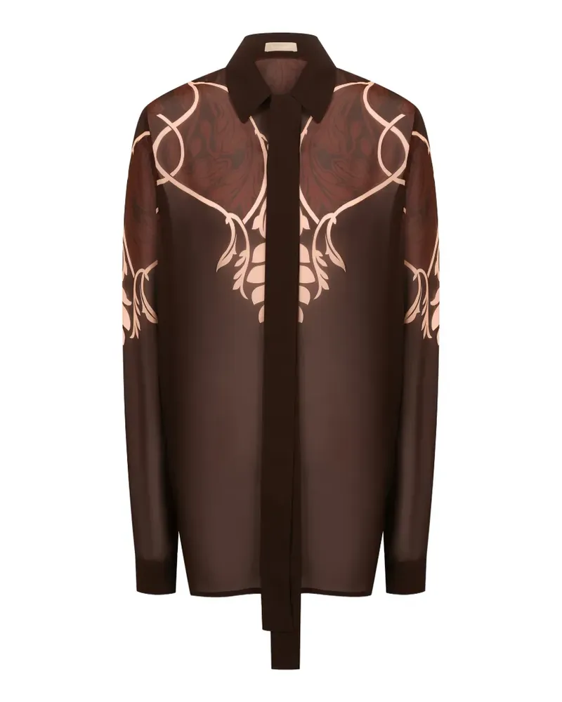 Elie Saab Chiffonhemd mit Print - Braun Braun