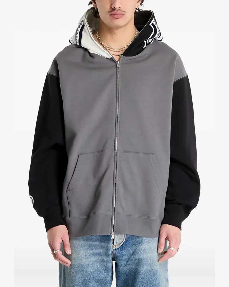 BAPE Kapuzenjacke mit Hai-Muster - Grau Grau