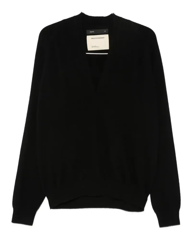 Frenckenberger Johnny Kaschmirpullover mit V-Ausschnitt - Schwarz Schwarz