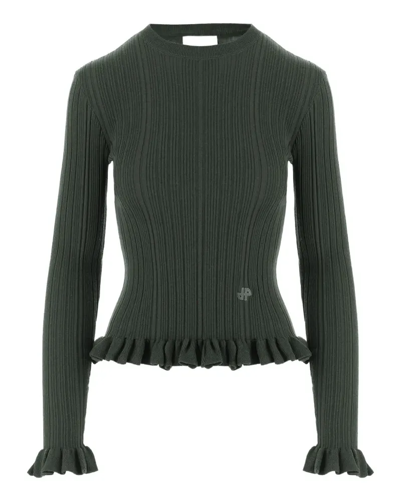 Patou Gerippter Pullover mit Rüschen - Grün Grün