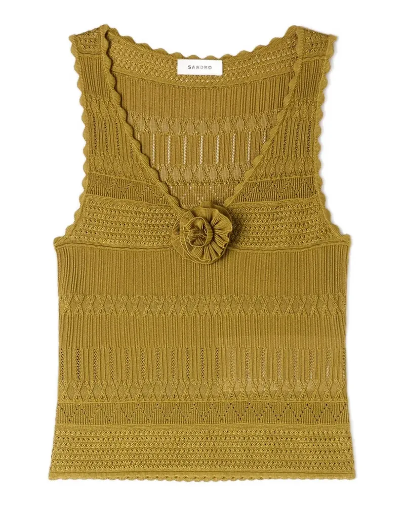 Sandro floral appliqué knitted top - Grün Grün