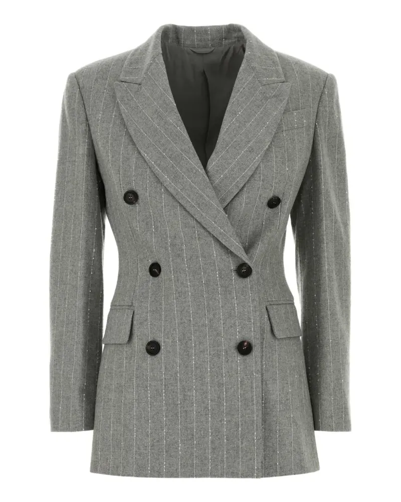 Brunello Cucinelli Doppelreihiger Blazer mit Pailletten - Grau Grau