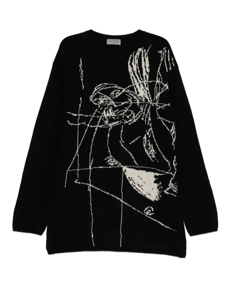 Yohji Yamamoto Pullover mit Intarsien-Applikation - Schwarz Schwarz