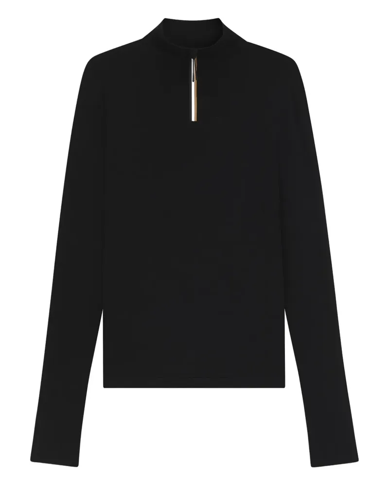 HUGO BOSS Rollkragenpullover mit kurzem Reißverschluss - Schwarz Schwarz