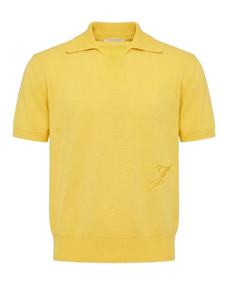 Jacquemus embroidered-logo knit polo shirt - Gelb Gelb