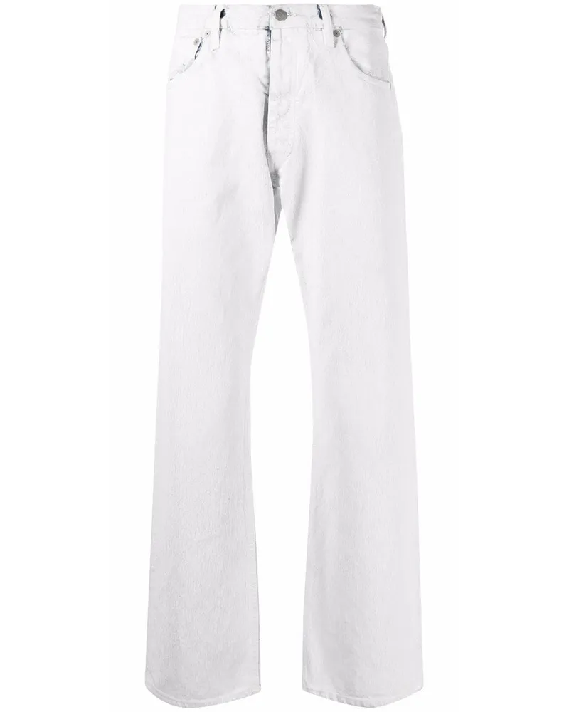 Maison Margiela Halbhohe Straight-Leg-Jeans Weiß