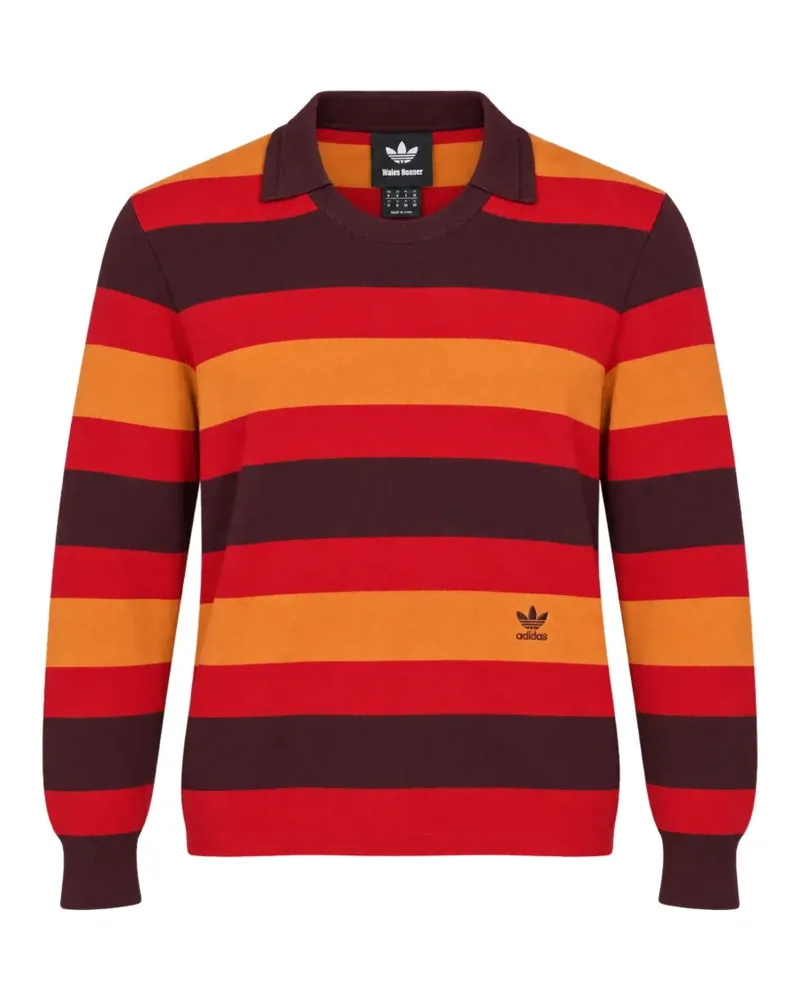 Wales Bonner x Adidas striped polo-collar sweater - Rot Rot