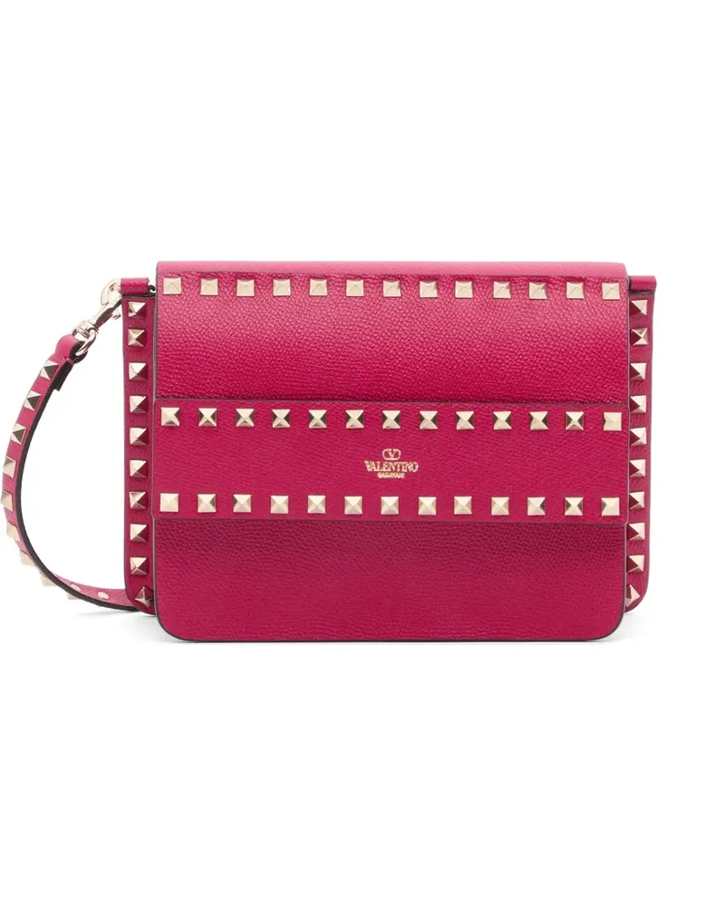 Valentino Garavani Rockstud small shoulder bag in grainy calfskin - Rosa Rosa
