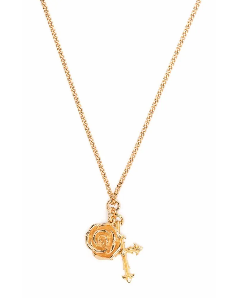 Emanuele Bicocchi Halskette mit Rose und Kreuz - Gold Gold