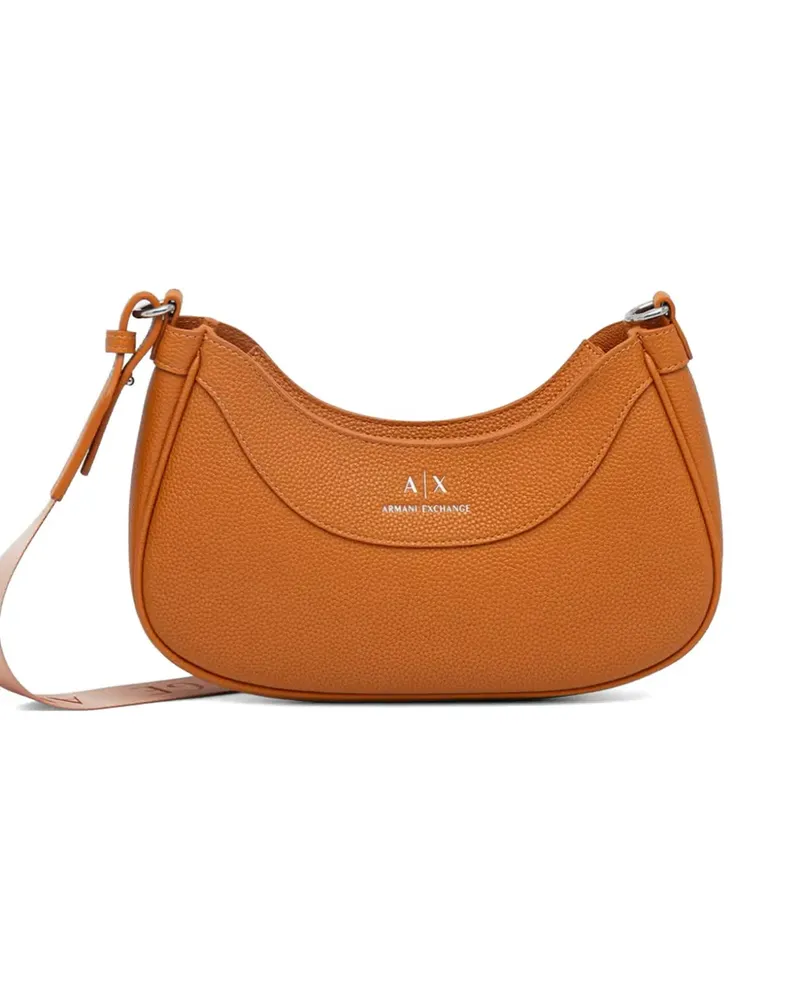 Armani Exchange logo-print pebbled cross body bag - Orange Orange
