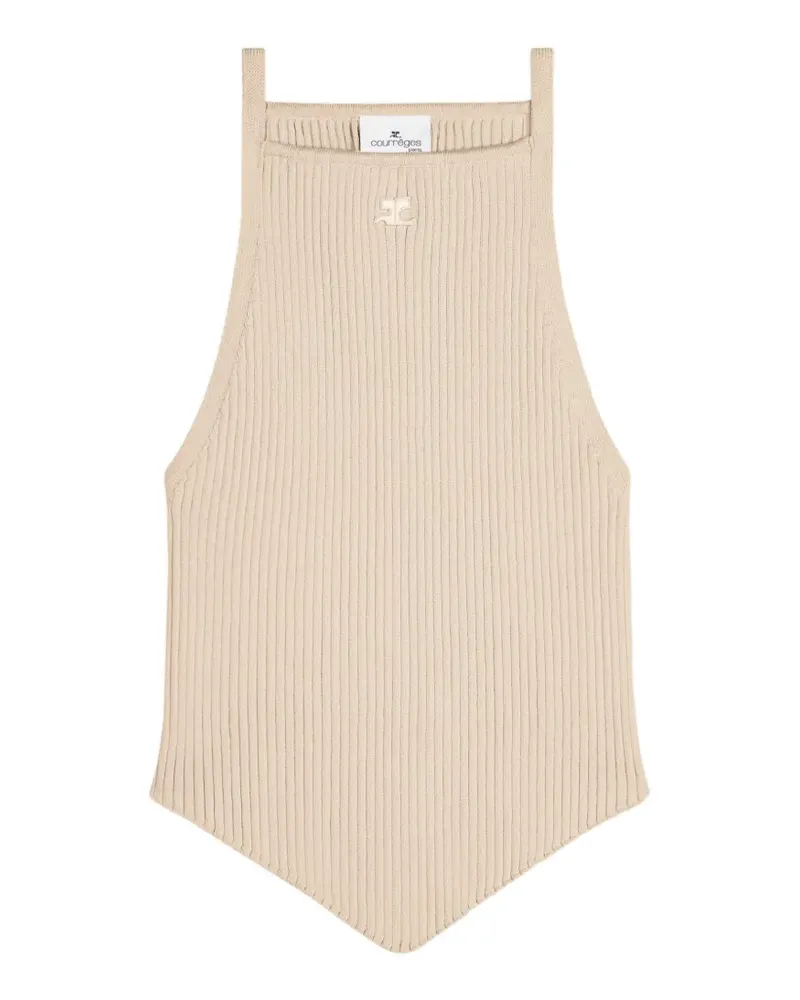 Courrèges Geripptes Oberteil mit Logo-Stickerei - Nude Nude