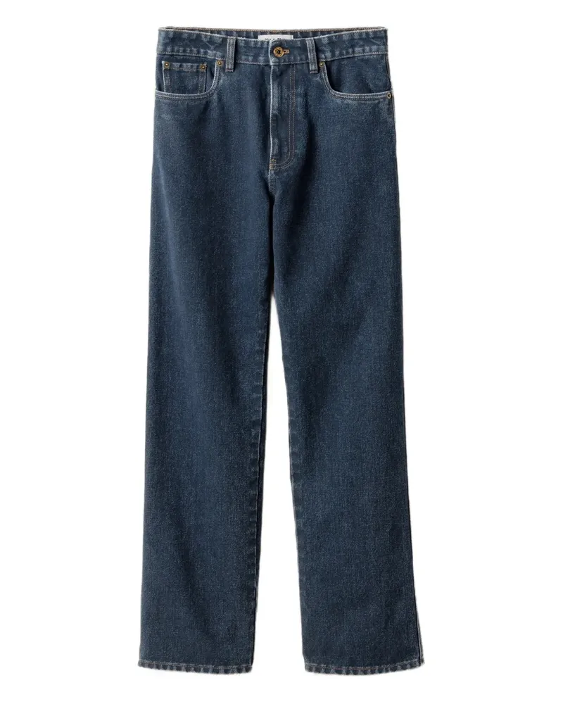 Miu Miu Flocked embroidered-patch jeans - Blau Blau