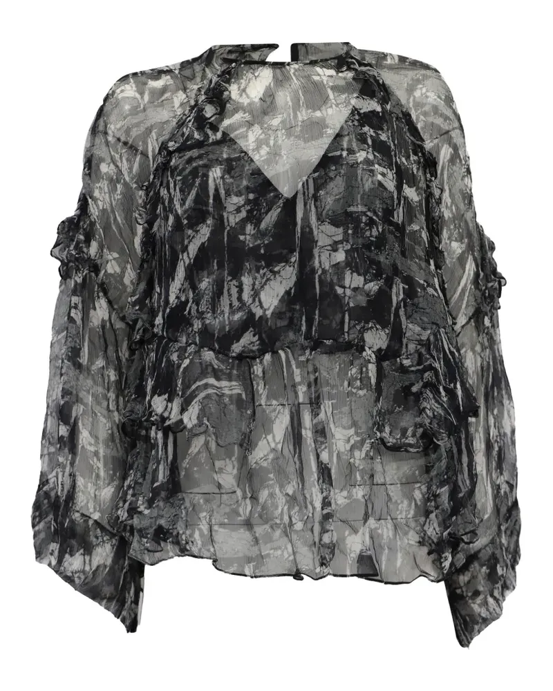 IRO ruffled printed blouse - Schwarz Schwarz