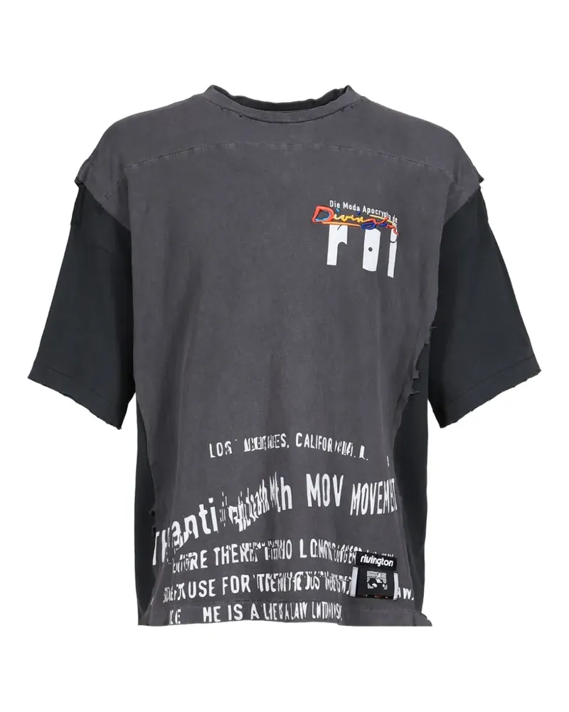 RRR123 Moda Apocrypha Quad Tee distressed layered-effect T-shirt - Schwarz Schwarz