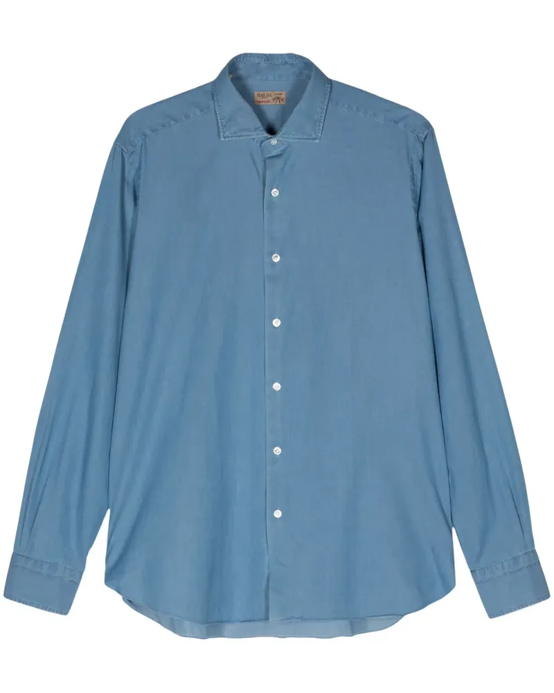 BARBA Hemd aus Popeline - Blau Blau