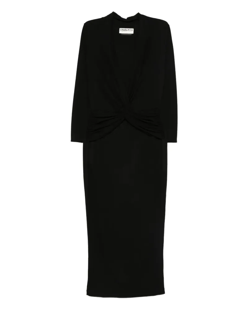 Chiara Boni Drapiertes Midikleid - Schwarz Schwarz