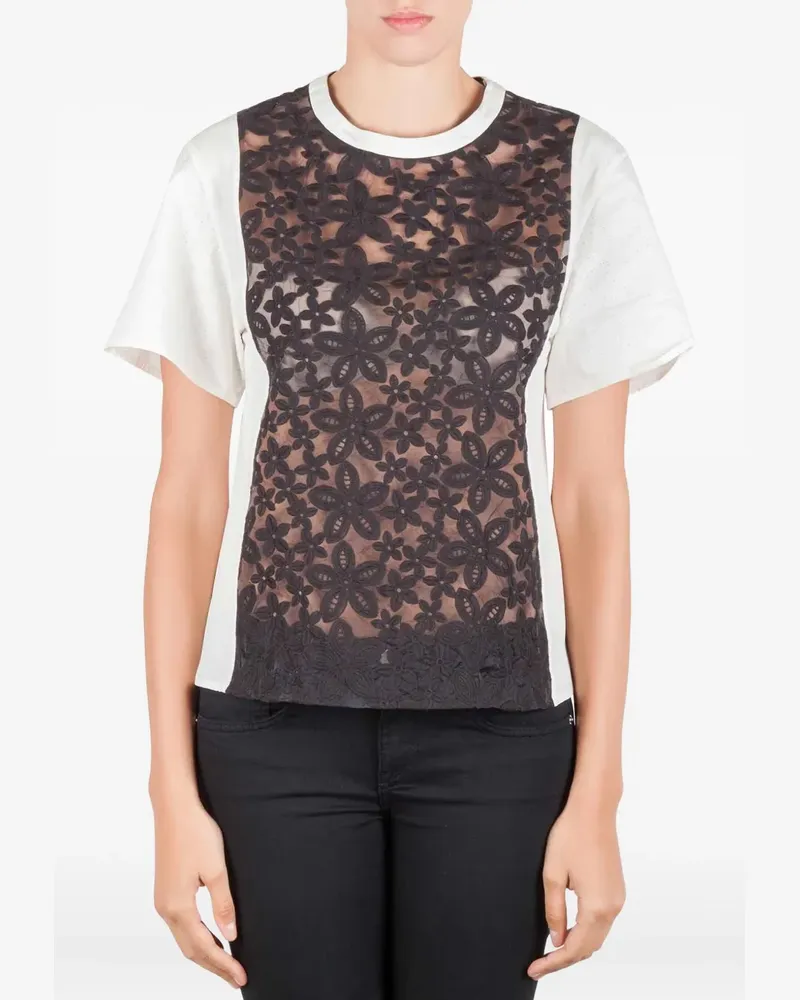 Joseph T-Shirt aus Blumenspitze - Schwarz Schwarz