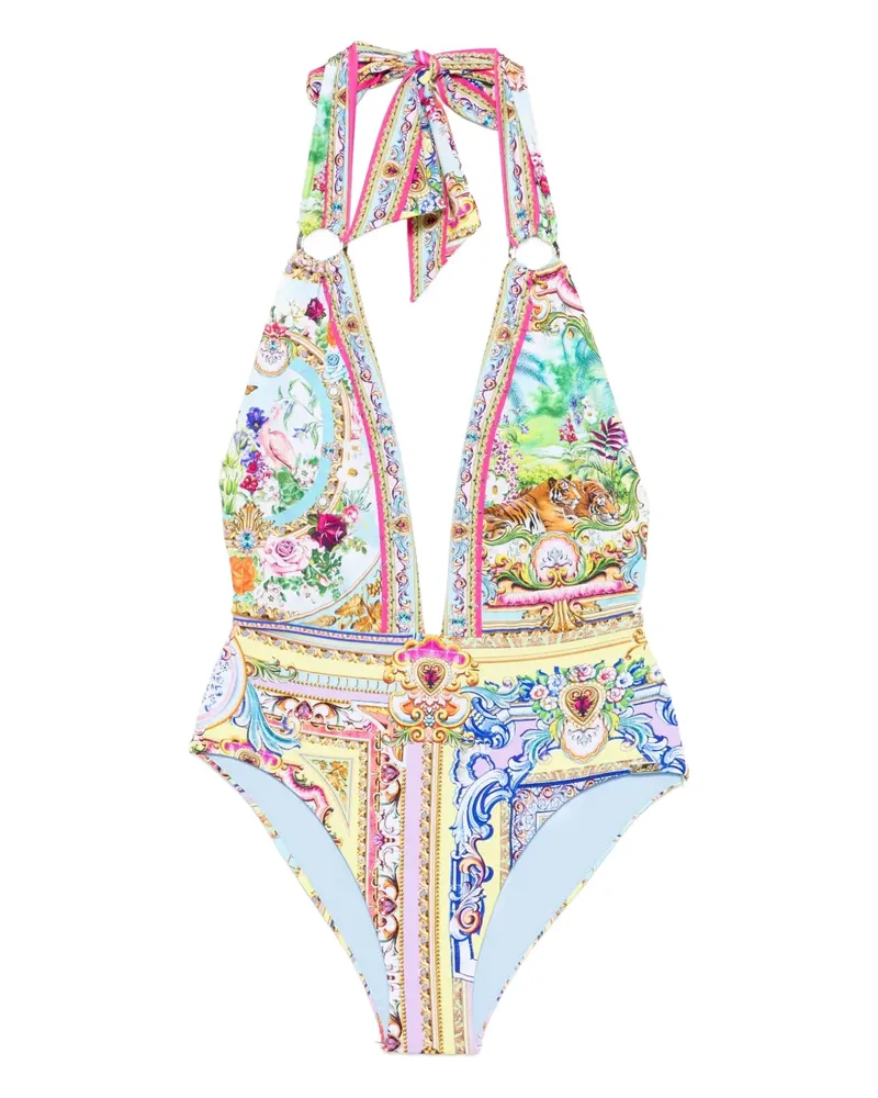Camilla Neckholder-Badeanzug mit Print - Blau Blau