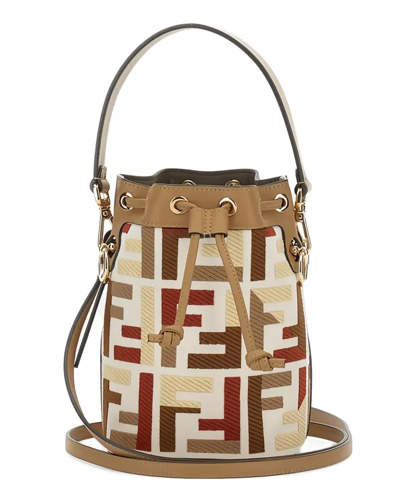 Fendi Mon Tresor FFembroidery mini bucket bag - Nude Nude
