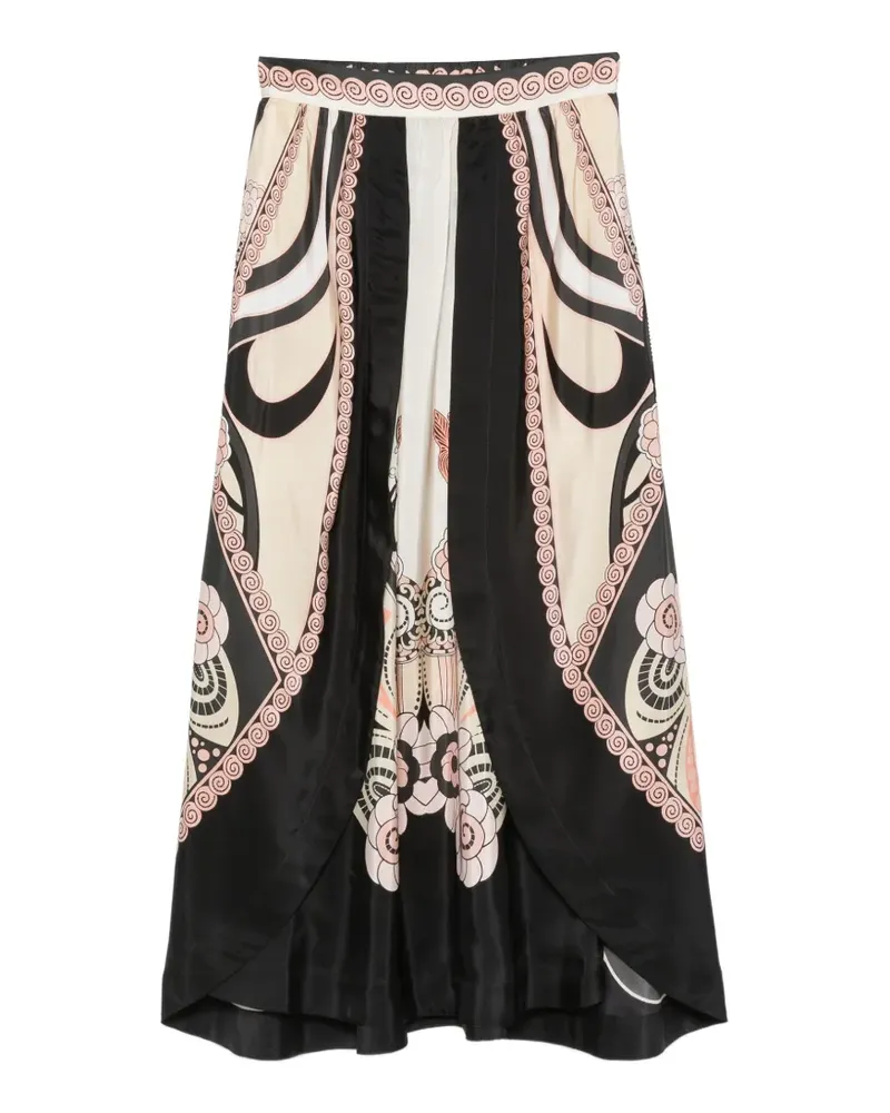La DoubleJ floral-print midi skirt - Schwarz Schwarz