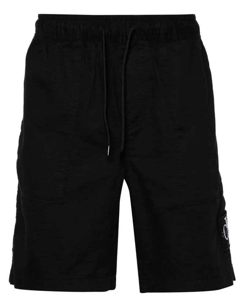 Calvin Klein Twill-Bermudas mit Logo-Patch - Schwarz Schwarz