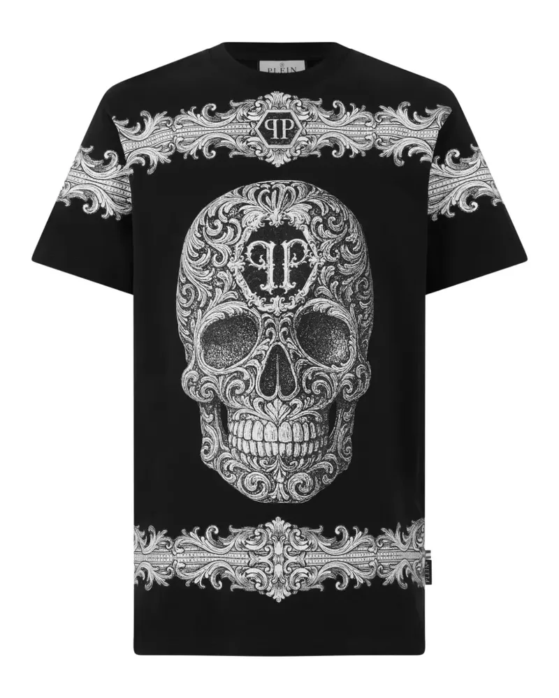 Philipp Plein T-Shirt mit barockem Totenkopf - Schwarz Schwarz