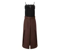 Spitzenkleid mit Gürtel - Braun