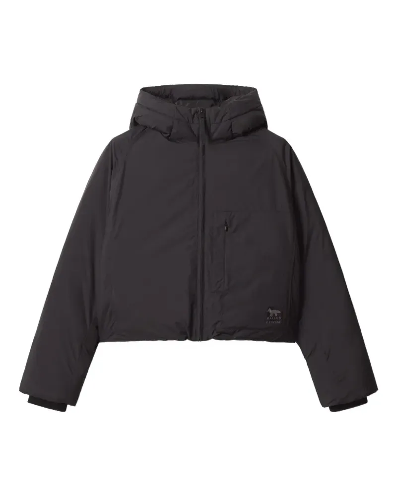 Kitsuné cropped hooded padded jacket - Schwarz Schwarz