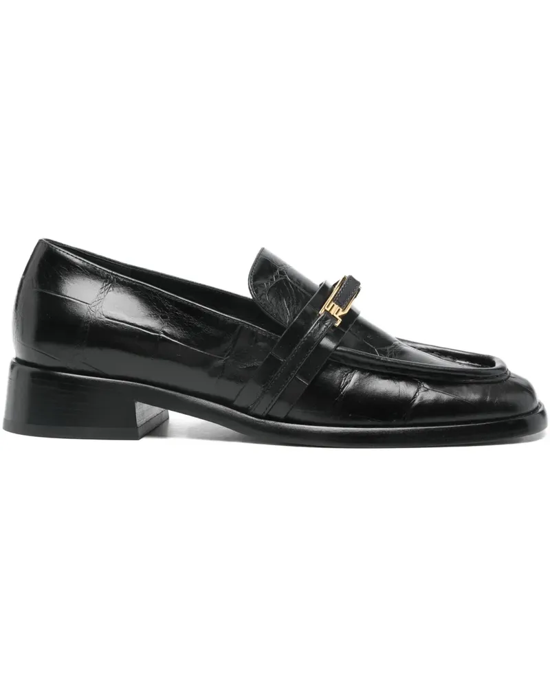 Sergio Rossi Bitt Loafer mit Kroko-Optik - Schwarz Schwarz