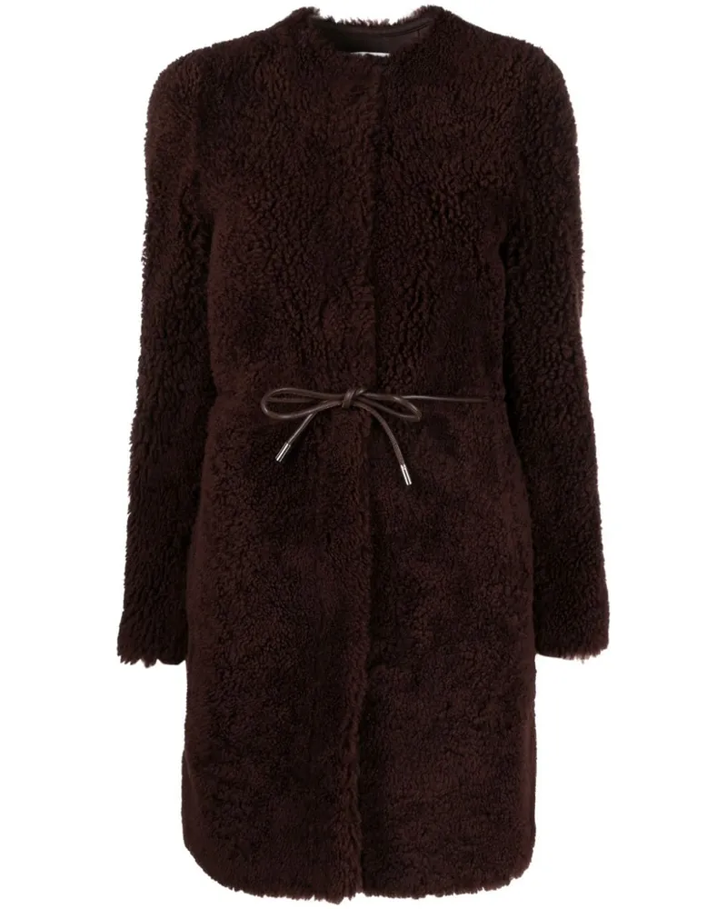 Yves Salomon Mantel aus Shearling mit Gürtel - Rot Rot