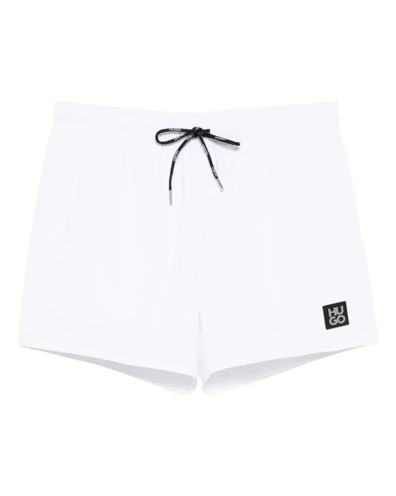 HUGO BOSS Badeshorts mit Logo-Patch - Weiß Weiß