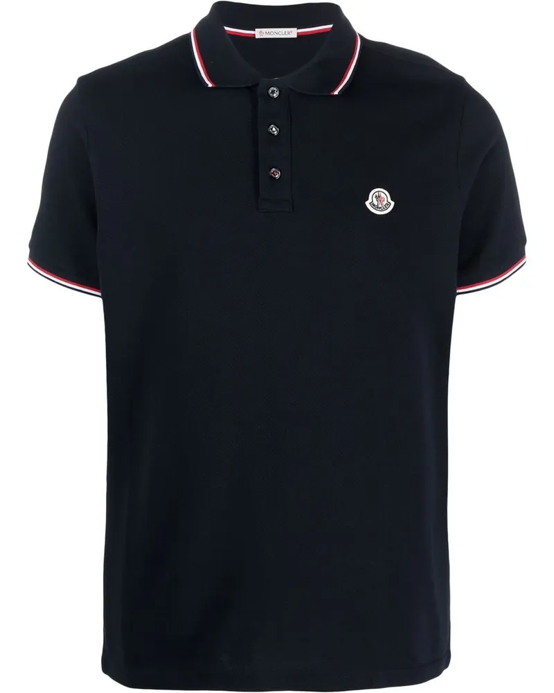Moncler Poloshirt mit Logo-Patch - Blau Blau