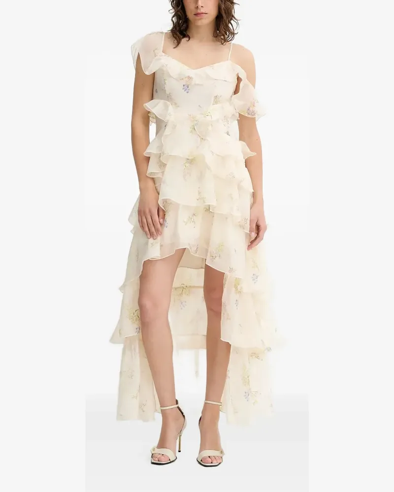 AllSaints Gerüschtes Kleid mit Blumen-Print - Nude Nude
