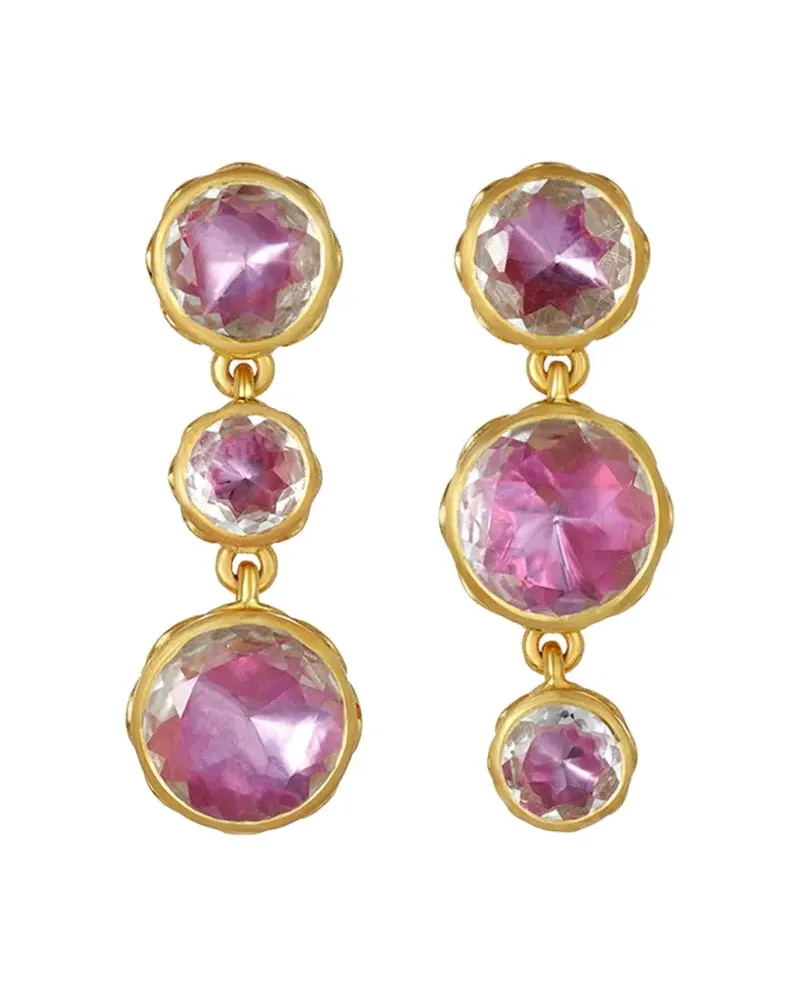 Larkspur & Hawk Drei 18kt Gelbgold-Hängeohrringe mit Quarz Gold