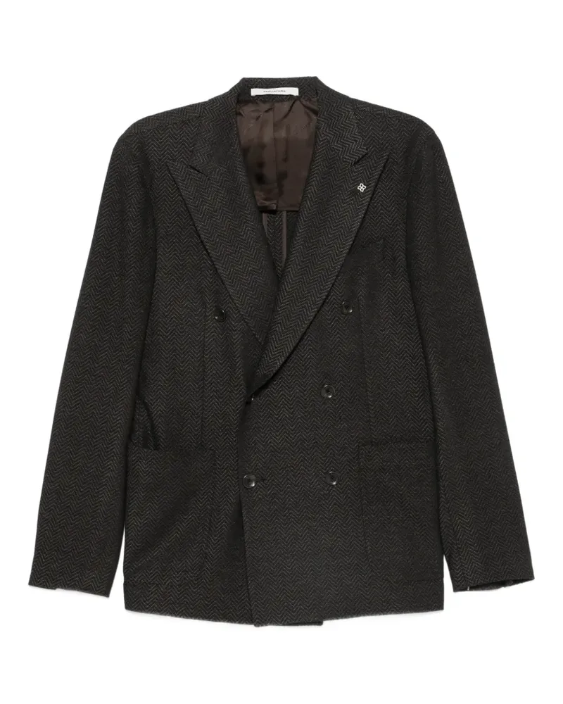 Tagliatore herringbone-pattern double-breasted blazer - Braun Braun