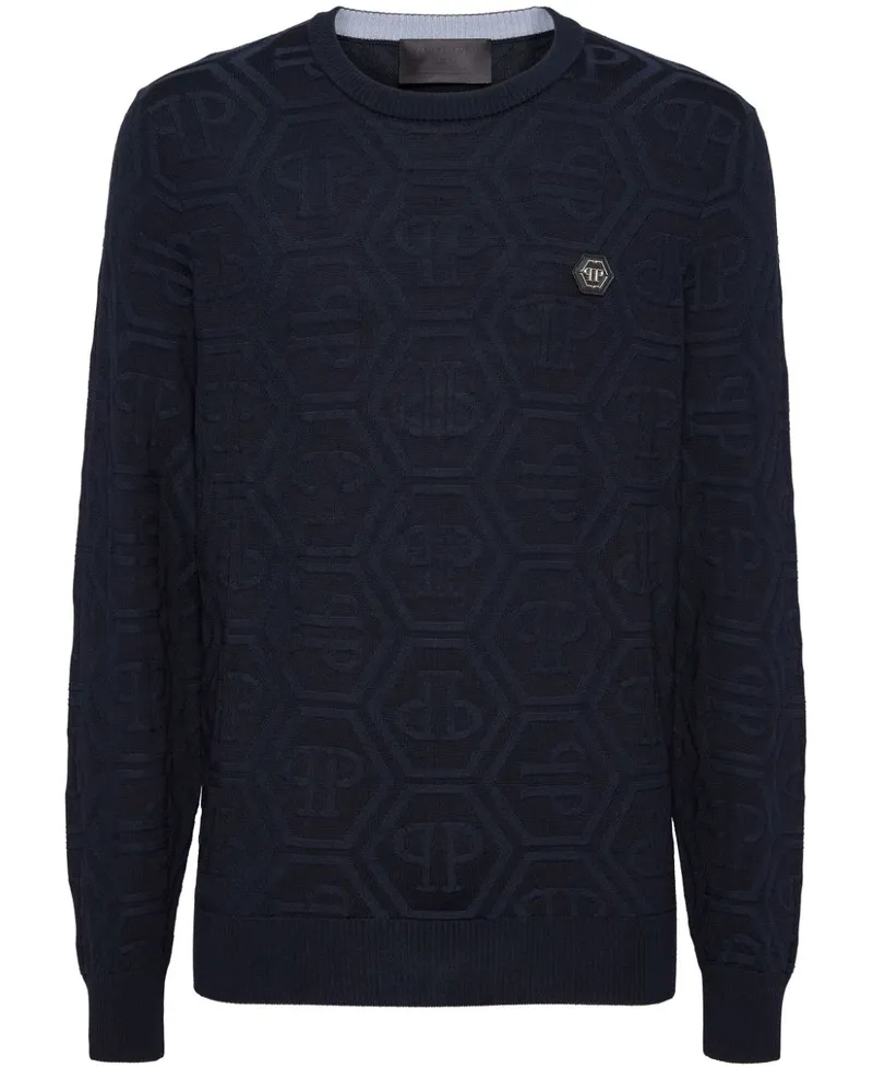 Philipp Plein Pullover mit Monogramm-Jacquard - Blau Blau