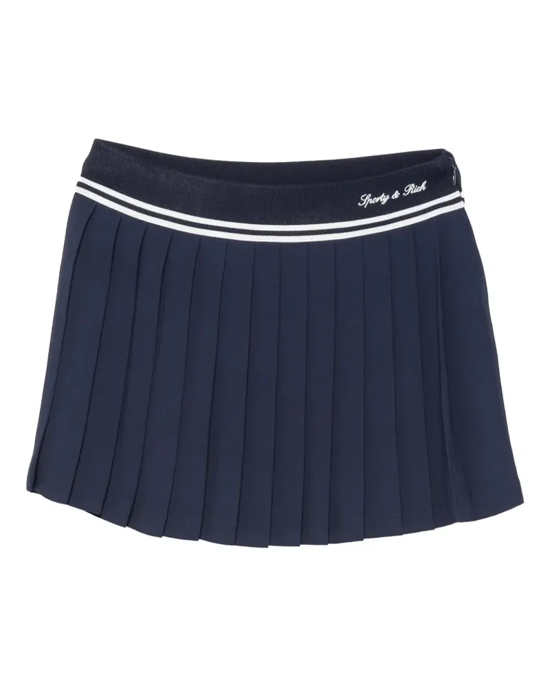 SPORTY & RICH pleated logo-embroidered performance skirt - Blau Blau