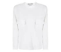 Langarmshirt mit Klappentasche - Weiß