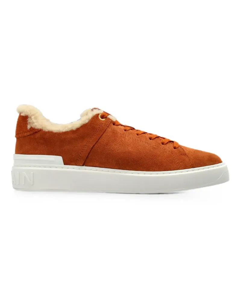 Balmain b-court shearling-trim sneakers - Braun Braun