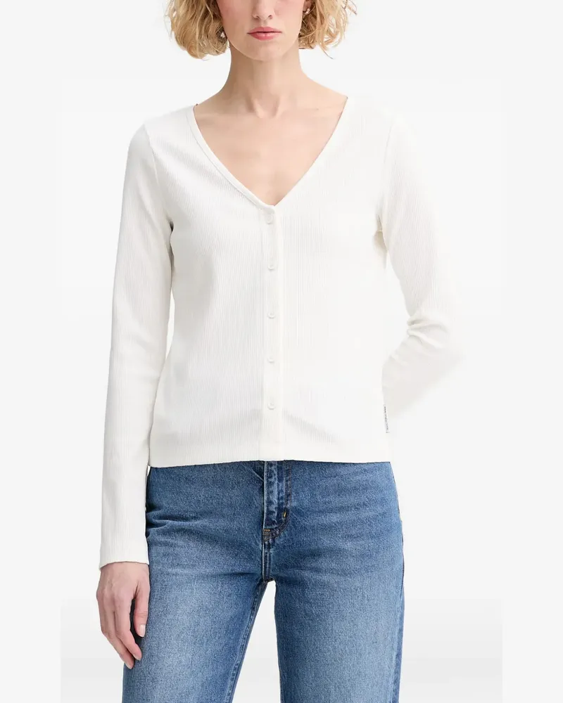 Marc O'Polo ribbed-knit V-neck cardigan - Weiß Weiß