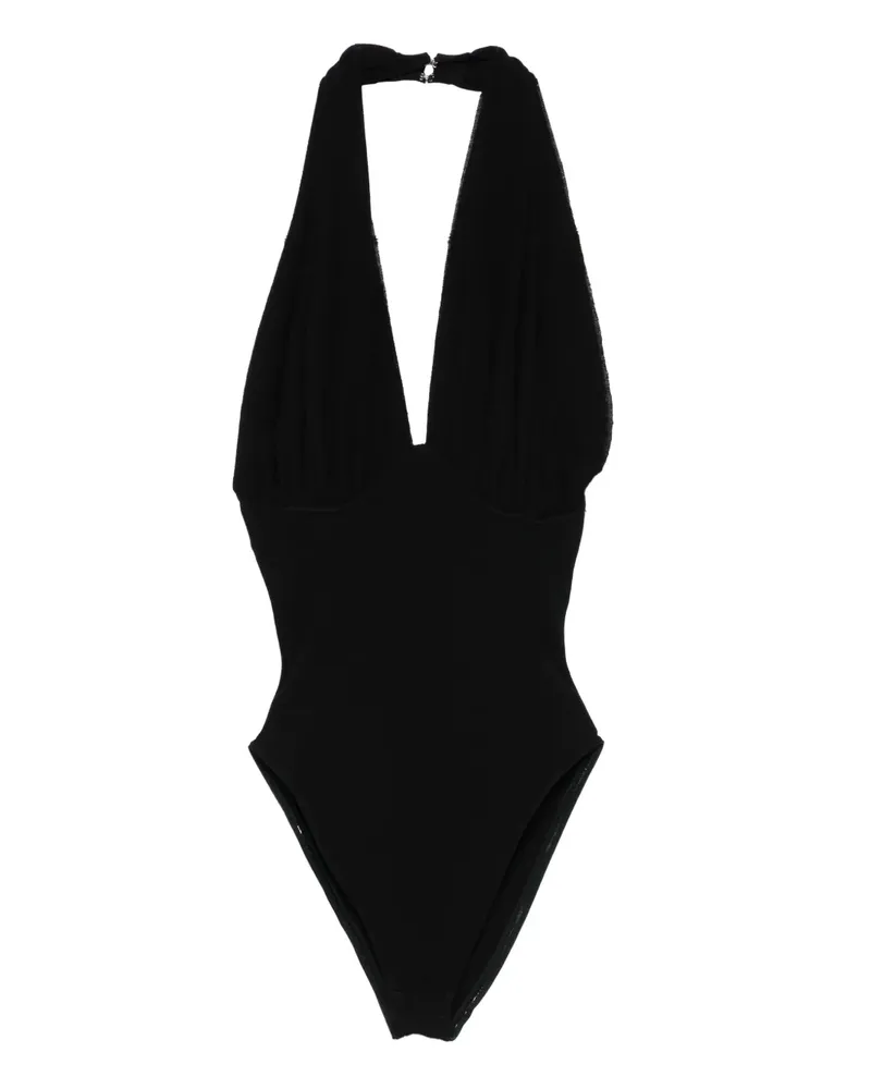 Paris Georgia Drapierter Neckholder-Body - Schwarz Schwarz